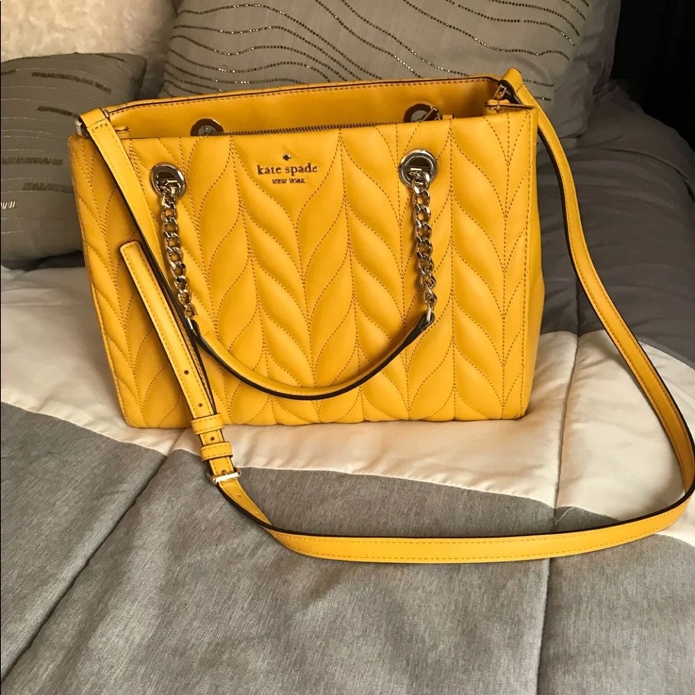 Kate Spade Yellow quilted Leather Bag